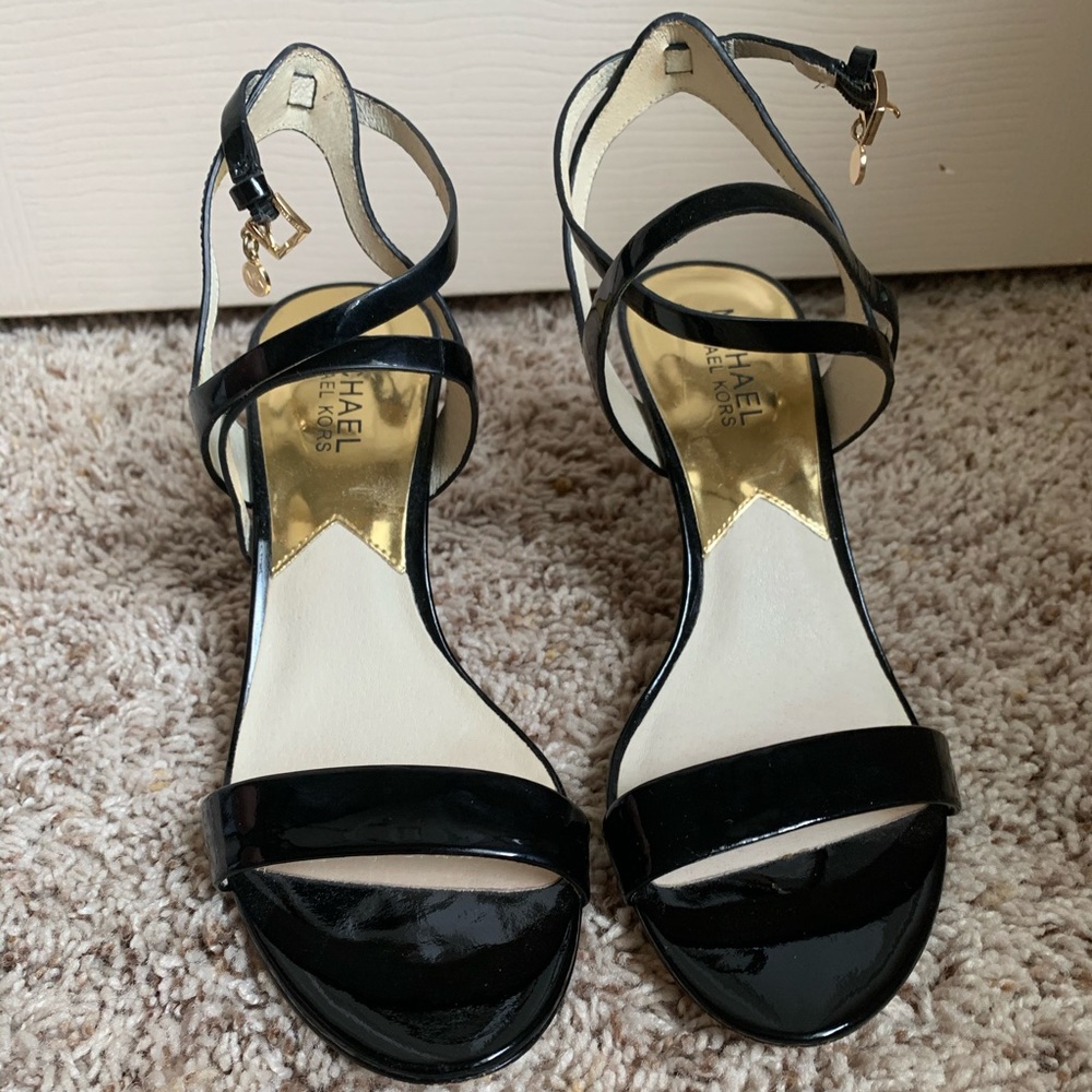 Michael Kors Patent Black Heel Sandals